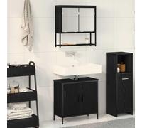 Genérico Juego de Muebles de baño con Puerta 2 pcs Negro 60 x 30 x 60 cm,Mobiliario,Conjuntos de Muebles,Muebles de baño,Negro,26.9 KG,3334324