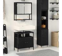 Genérico Juego de Muebles de baño con Puerta 2 pcs Negro 60 x 30 x 60 cm,Mobiliario,Conjuntos de Muebles,Muebles de baño,Negro,26.55 KG,3334321