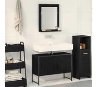 Genérico Juego de Muebles de baño con Puerta 2 pcs Negro 80 x 33 x 60 cm,Mobiliario,Conjuntos de Muebles,Muebles de baño,Negro,25.05 KG,3334333