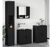 Genérico Juego de Muebles de baño con Puerta 4 pcs Negro 61 x 35 x 64 cm,Mobiliario,Armarios y Almacenamiento,Tocadores,Tocadores de baño,Negro,79.54 KG,3393004