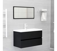 Genérico Juego de Muebles de baño Madera de ingeniería Negro,Muebles de baño-3071595