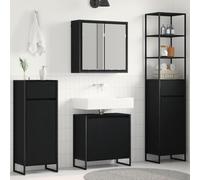 Genérico Juego de Muebles de baño Roble Negro Madera de ingeniería,Mobiliario,Armarios y Almacenamiento,Tocadores,Tocadores de baño-3403052