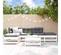 Genérico Juego de Muebles de jardín 6 Piezas Madera Maciza Pino Blanco,Mobiliario,Muebles de jardín,Conjuntos de jardín-3186313