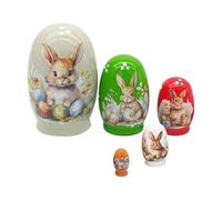 Generico Juego de muñecas que anidan - Madera 11,5 cm 250 g | matrioshka conejo conejito de Pascua | Figuras de exhibición para las vacaciones de primavera | Sala de estar Dormitorio
