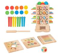 Genérico Juego De Palos De Recogida - Juguete De Equilibrio De Madera 5 En 1 para Niños | Juego De Mesa con Dados De, De Clasificación De Colores para Preescolar, Juguete De Mano Y De 3