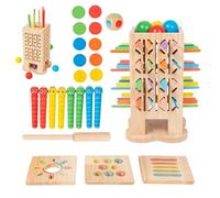 Genérico Juego de Palos para Recoger,5 en 1 de Madera con Lanzamiento de Dados y Caída de Pelotas,Juego de Mesa Educativo | para Motricidad Fina, Pensamiento Estratégico en Casa, Jardín de Infancia