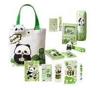 Generico Juego De Papelería Panda: Regla, Bolígrafo Con, Cuaderno Con Notas Adhesivas, Paquete De Peluche, Kit De Papelería Portátil | Mochila Escritorio Viaje Hogar Aprendizaje Escritt