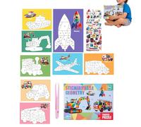 Genérico Juego De Pegatinas Por Números Infantil,Kit Para Crear Collage | Libro de Pegatinas por Números para Niños | Para Niños Y Niñas, Educativo, Hogar, Escuela, Viajes, Avión, Coche, Navidad,