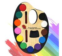 Genérico Juego De Pintura De Acuarela: Kit De Pintura De Viaje De 12 Colores, Diseño De Paleta Ovalada | Suministros De Arte Para Adultos Y Niños, Juego De Portátil Para Acción De Gracias, Navidad,