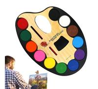 Generico Juego de pintura de agua para niños - paleta de pintura para niños de 12 colores | Suministros de arte, kit de pintura de paleta ovalada para Acción de Gracias, Navidad