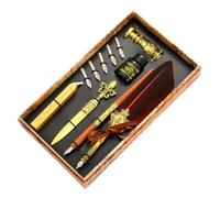 Genérico Juego de pluma de ave vintage, Bolígrafo antiguo para escribir, El juego de pluma de ave incluye de, tinta, puntas de repuesto, barras de sello de