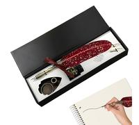 Genérico Juego de Pluma de Ave y Tintero - Papelería de escritura retro | Plumas de Inmersión para Principiantes - para Aficionados a la Escritura, Arte, Historia, Educación y Oficina