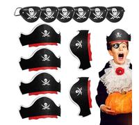 Generico Juego de sombrero de pirata, kit de suministros de Halloween para cosplay de piratas | para ojos de pirata, espadas, sombreros para fiestas