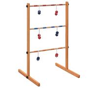 Genérico Juego de Spin Ladder de Madera Maciza de Pino con 12 Bolas (6 Pares) y Bolsa de Transporte, Entretenimiento Familiar al Aire Libre, Fácil Montaje