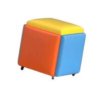 Genérico Juego de taburetes apilables Multiusos, Taburete otomano anidado de 5, Asiento de tocador Que Ahorra Espacio, for Dormitorio, Sala de Estar, Oficina, balcón(Color 3,45x45x45cm)