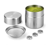 Genérico Juego de tamiz de polvo Matcha y lata de almacenamiento, tamiz de polvo Matcha de acero inoxidable y lata de almacenamiento con anillos agitadores y tapas, 40 botes de coctelera Matcha(1pc)