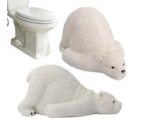 Generico Juego de tapones para pernos de baño - Diseño decorativo de resina con oso polar que añade una protección fascinante para el hardware del tanque de la tapa del inodoro elevando lo mismo