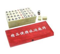 Generico Juego de tarjetas Mahjong, 144 piezas de fichas portátiles - Juego de Mahjong con 2 y 4 bastidores - Para adultos principiantes, reuniones familiares, noches en casa, viajes y