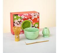 Genérico Juego de té matcha con cerezos en estilo japonés cuenco cerámica alta gama borde batidor primera caja lujo Baiben Li regalo ideal para amantes del