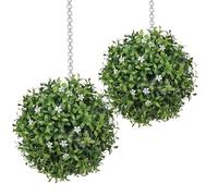 Genérico Juego De Topiario Colgante, De Hoja Perenne Falso, Orbe Decorativo De Jardín, Bola Verde Resistente A La Intemperie con Textura Realista | para Entrada Exterior Pared Interior Techo Boda