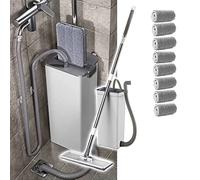 Genérico Juego De Trapeador Plano para Lavadora, Combinación De Cubo De Trapeador Autolimpiable, Trapeador De Poste Telescópico De Acero Inoxidable (Luxury3)