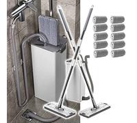 Genérico Juego De Trapeador Plano para Lavadora, Combinación De Cubo De Trapeador Autolimpiable, Trapeador De Poste Telescópico De Acero Inoxidable (Luxury4)