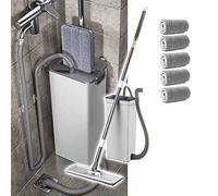 Genérico Juego De Trapeador Plano para Lavadora, Combinación De Cubo De Trapeador Autolimpiable, Trapeador De Poste Telescópico De Acero Inoxidable (Luxury2)