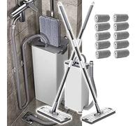 Genérico Juego De Trapeador Plano para Lavadora, Combinación De Cubo De Trapeador Autolimpiable, Trapeador De Poste Telescópico De Acero Inoxidable (Hotsale4)