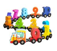 Genérico Juego De Trenes De Madera: Explore La Creatividad A Través del Juego Interactivo | Carros Digitales 0-10 Juguete De Aprendizaje | Niños Y Niñas De 1 A 3 Años, Elementos Divertidos De, Des