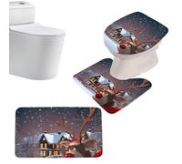 Genérico Juego Decoración Navidad Baño, Tapa de Inodoro Navideña, Accesorios Decorativos de Invierno con Dibujos Animados