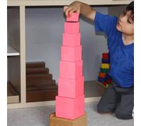 Genérico Juego Educativo 4 Años Juguete de matemáticas de Madera para niños, Torre roja, Cubo de Madera Maciza, Juguete Educativo Preescolar (20x11.5x8CM)