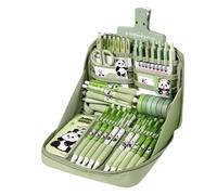 Generico Juego escolar Panda - 24 cm lienzo material escolar primarios | Cuaderno regla, bolígrafos adhesivos lengua, llavero, kit estético para estudiante