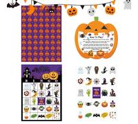 Genérico Juegos De Cartas para Familias | Juegos de Cartas de Viaje para 24 Jugadores - Set De Bingo De Halloween para Reuniones En Casa Acampada Aula Viaje Escuela Hogar Familiar Fiestas