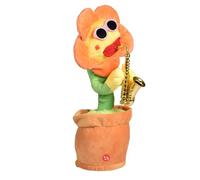 Genérico Juguete De Bailar - Saxofón De Punto De Peluche | Función De Iluminación LED Mejorada De 80 Canciones | Esta Flor Cantante Divertida Puerta Gafas De Sol Y Se Mueve Sobre M
