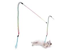 Genérico Juguete De Gato De De Plumas - Interactivo De Teaser con Cuerda Y Barra para El Juego De Gatitos | Entrenador De Parpadeo De Juguete De Mascotas Esponjosas, Poste De Cebo para Un Juego Di