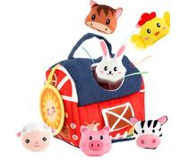 Genérico Juguete De Peluche De La Granja | Set De Juego Educativo De Desarrollo Interactivo,Animales De Granja De Peluche con Maletín De Transporte,para Niños, Niñas, Familia, Niños Y