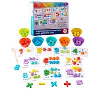 Genérico Juguete de perlas matemáticas - Juguete de conteo temprano con palillos y cucharas - Regalo educativo colorido para reconocimiento de números