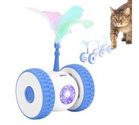 Generico Juguete interactivo para gatos con forma de coche - Coche automático de doble ruedas - Ratón eléctrico con luz LED - para razas de gatos