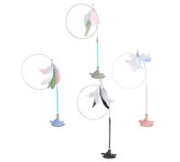 Genérico Juguete para Gatos con Ventosa | 4X Caña Juguete para Mascotas,Actividad Interactiva De Caza con Plumas para Todas Las Razas En Interior, Reduce El Aburrimiento En Gatitos