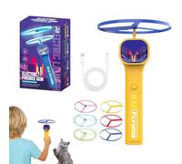 Genérico Juguete Recuperación Gato - Lanzador Platillo Recargable | Caza Interactiva con 6 Discos Voladores | Entrenamiento Profesional Estimulación Mental Interior Exterior Mascotas Diversión