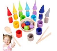 Genérico Juguete Sensorial De Madera para Niños Pequeños con Clasificación De Colores - Madera ABS | Tazas De Clasificación De Colores, Juego Educativo A Juego con Bolas De íris, Kit De Aprendiz