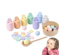 Genérico Juguetes Clasificar - 40mm Bolas Madera Arcoíris, Copas Juego, Kit Stem Sensorial | Actividad Educativa para Motricidad Fina Plus Aprendizaje Preescolar para Niños De Más De 3 Años Casa
