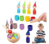 Genérico Juguetes Clasificar - 40mm Bolas Madera Arcoíris, Copas Juego, Kit Stem Sensorial | Actividad Educativa para Motricidad Fina Plus Aprendizaje Preescolar para Niños De Más De 3 Años Casa