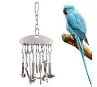 Genérico Juguetes de Acero Inoxidable para Aves - Juguete de Masticar y Rómpecabezas con Campana | Juguete Interactivo Educativo para Loros, ? del Aburrimiento,Periquitos Medianos y Grandes