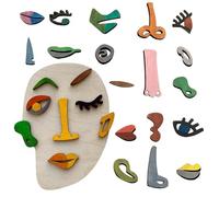 Genérico Juguetes de Bloques de construcción para niños: de Cara Humana de Madera, Juguete Educativo de Aprendizaje, Bloques de Madera de Borde Liso, Juguete de Desarrollo para niños, Actividad di