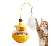 Genérico Juguetes De Enriquecimiento para Gatos,Bola De Hierba Gata Tambaleante con Plumas para Gatito | Juguete De Bola para Gatos,para Entrenamiento, del Estrés y Ejercicio Interior y Exterior