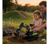 Genérico Juguetes De Excavadora para Niños - Excavadora De Recargable - Juguetes de Construcción con Control Remoto - para Juego En De Y Playa para Niños De 3 A 8 Años De