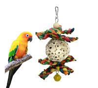 Genérico Juguetes de forraje para pájaros - Trituradora interactiva de madera natural, con campanilla para periquitos, para guacamayos pequeños y medianos accesorios de molienda de pico
