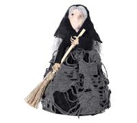 Genérico Juguetes Divertidos De Muñeca De Bruja Halloween, Muñeca De Bruja De Halloween De Terror | Decoración Vívida De En Escoba - Muñeca De Hecha A Mano, Accesorios De Decoración Re