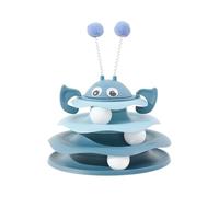 Generico Juguetes para gatos de interior - Pista interactiva de 3 niveles, bola giratoria triple en, juego de persecución de estimulación mental, estación de juego para ejercicios para gatitos